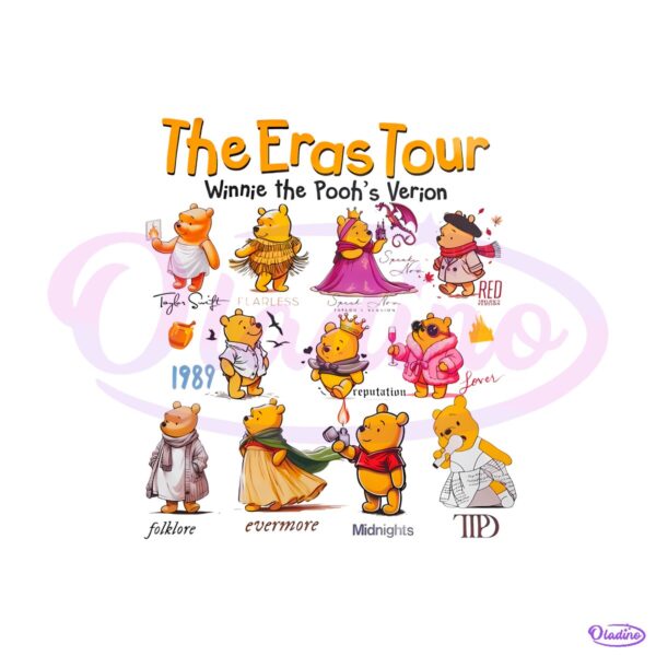 Taylor Swift The Eras Tour Winnie The Pooh Cute Cartoon Parody PNG