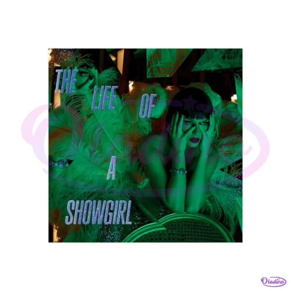 Taylor Swift The Life Of A Showgirl Green Feather Album Cover PNG