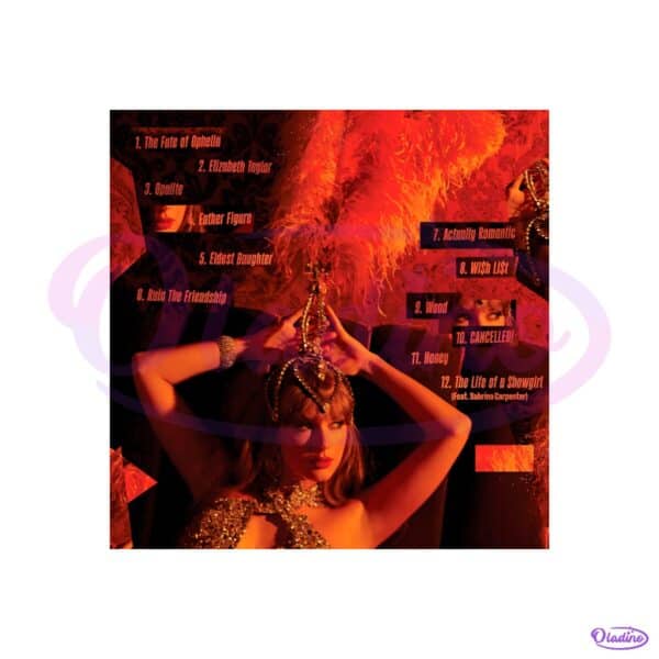 Taylor Swift The Life Of A Showgirl Tracklist Graphic PNG