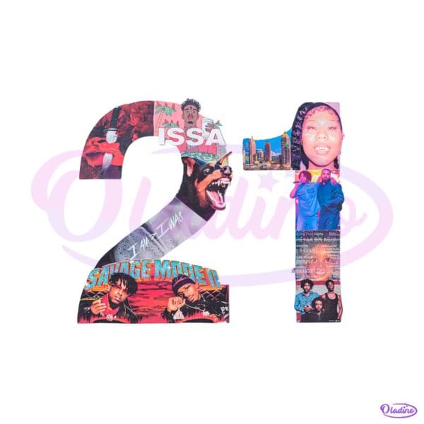 Vintage 21 Savage Album Collage Graphic Hip Hop Rap PNG