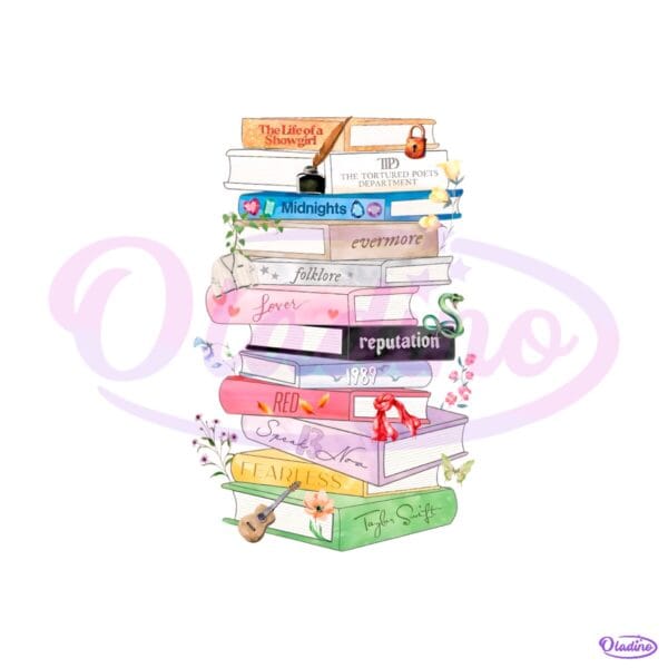 Vintage Taylor Swift The Life Of A Showgirl Eras Tour Book Stack PNG