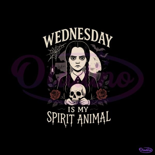 Wednesday Addams Is My Spirit Animal Gothic Halloween PNG
