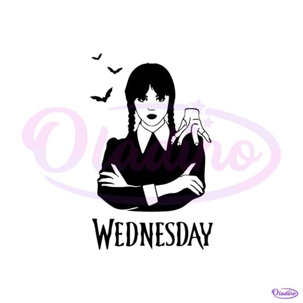 Wednesday Addams Silhouette Gothic Dark Aesthetic Spooky Halloween SVG