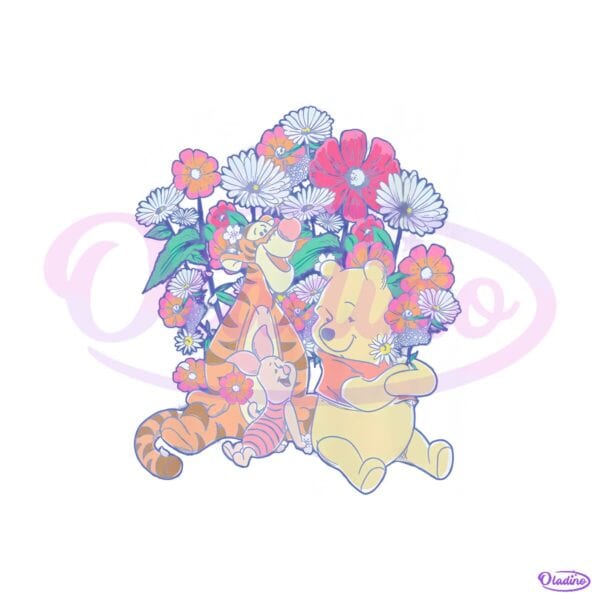 Winnie The Pooh And Friends Floral PNG