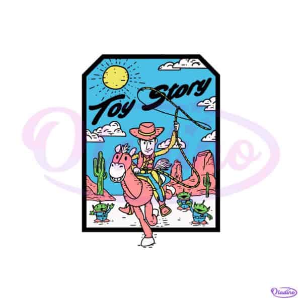 Woody Riding Bullseye Retro Toy Story Alien Cowboy Adventure Design SVG