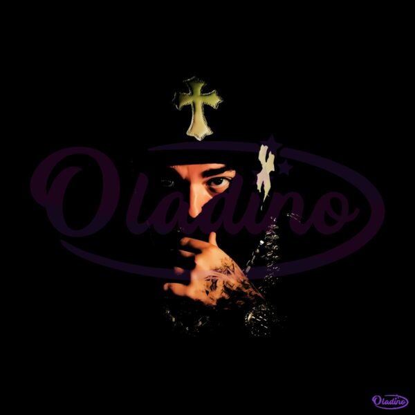 Yeat Cross Mask Gold Chain Rap Portrait PNG