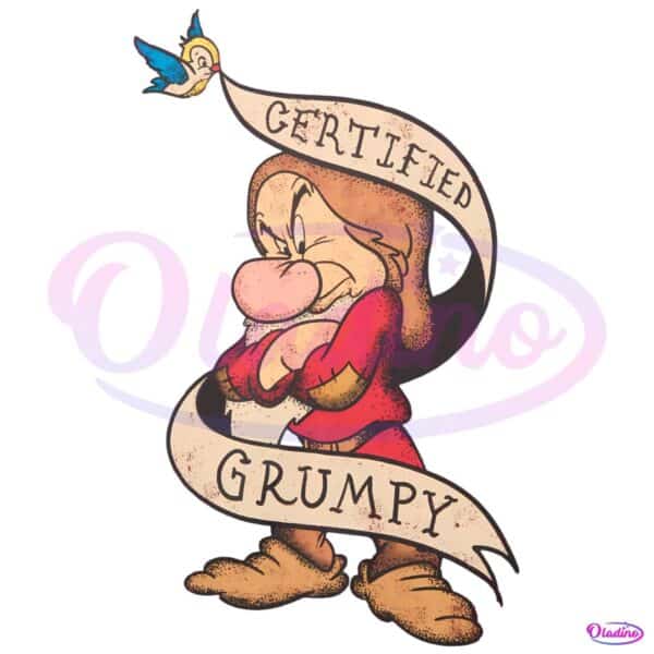 Certified Grumpy Dwarf Vintage Cartoon PNG