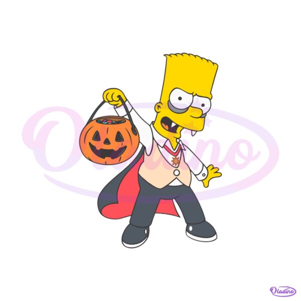 Bart Simpson Dracula Costume Trick Or Treat Pumpkin Halloween SVG