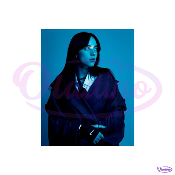 Billie Eilish Blue Aesthetic Portrait Music Artist PNG