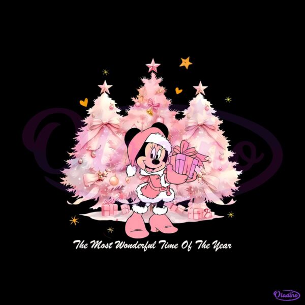 Disney Minnie Mouse Christmas Pink Tree The Most Wonderful Time Of The Year PNG