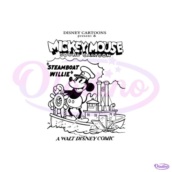 Disney Steamboat Willie Mickey Mouse Retro Cartoon Magic Kingdom SVG