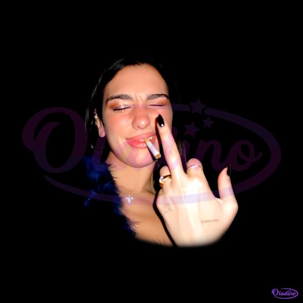 Dua Lipa Smoking Middle Finger Meme Graphic PNG