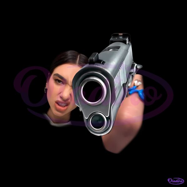 Dua Lipa With Gun Funny Meme Graphic PNG