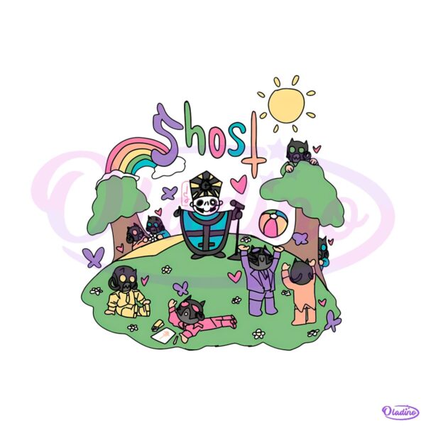 Ghost Band Vintage Cartoon Pastel Art PNG