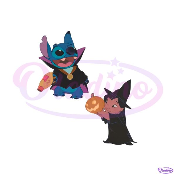 Halloween Lilo And Stitch Witch Pumpkin Vampire Cartoon PNG