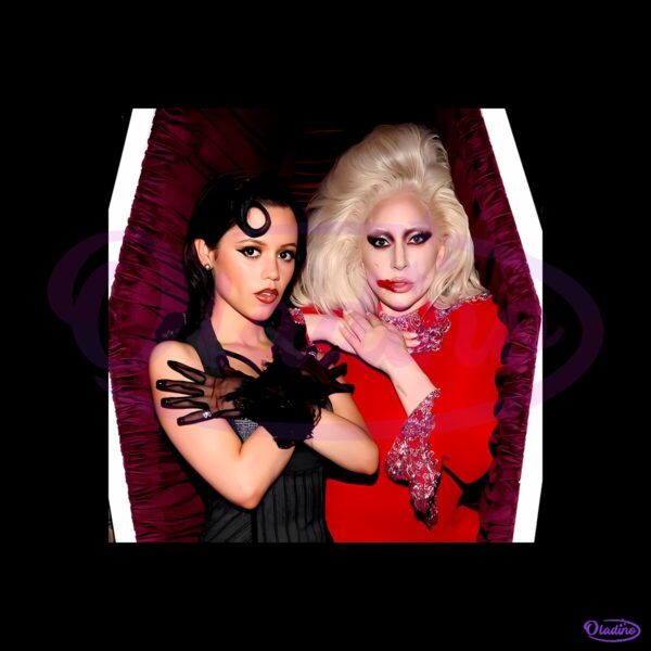 Jenna Ortega And Lady Gaga Wednesday Addams Rosaline Rotwood PNG