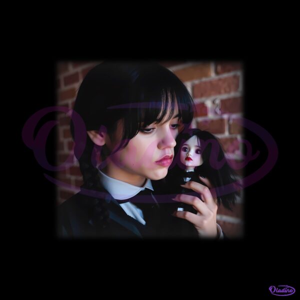 Jenna Ortega Wednesday Addams Season 2 Doll Scene Themed PNG