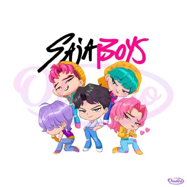 Kpop Demon Hunters Saja Boys Chibi Comfort Colors Anime Cartoon PNG