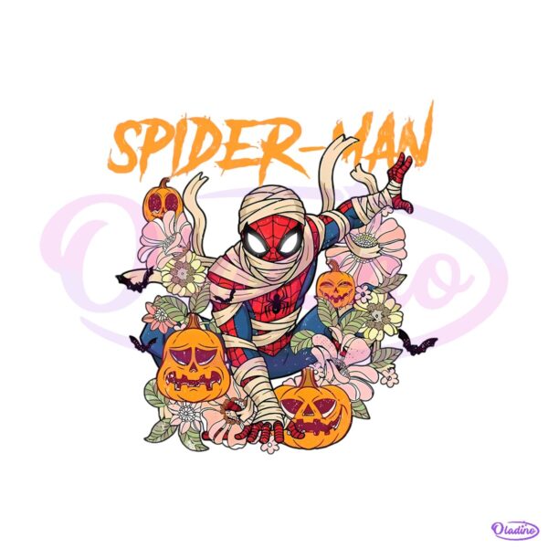 Marvel Spider Man Mummy Halloween Floral PNG
