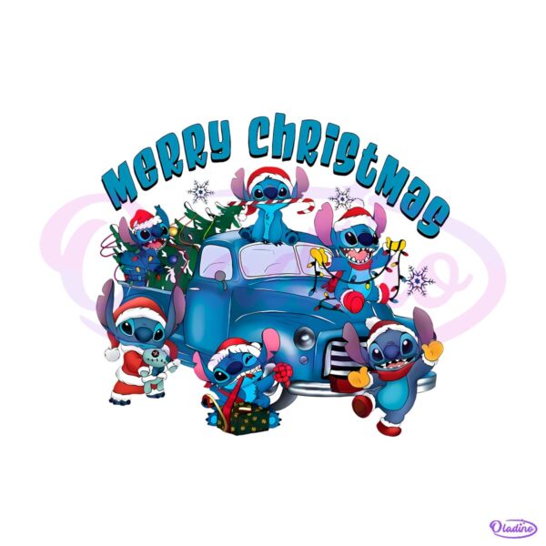 Merry Christmas 2025 Stitch Truck PNG