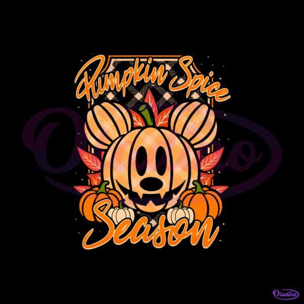 Mickey Mouse Pumpkin Spice Season Fall Autumn Leaves Pumpkins PNG