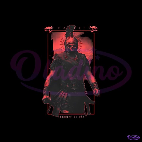 Spartan Warrior Fearless Conquer Or Die Skull Soldier PNG