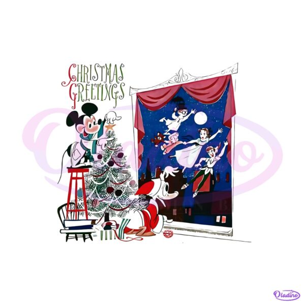Vintage Disney Christmas Mickey Donald Duck Peter Pan PNG