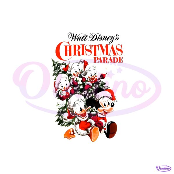 Vintage Disney Christmas Parade Mickey Donald Duck Huey Dewey Louie PNG