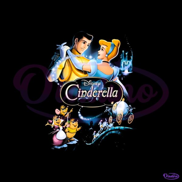 Vintage Disney Cinderella Dancing Prince Charming Castle PNG