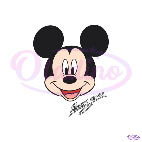 Vintage Disney Mickey Mouse Face Classic Cartoon Character SVG