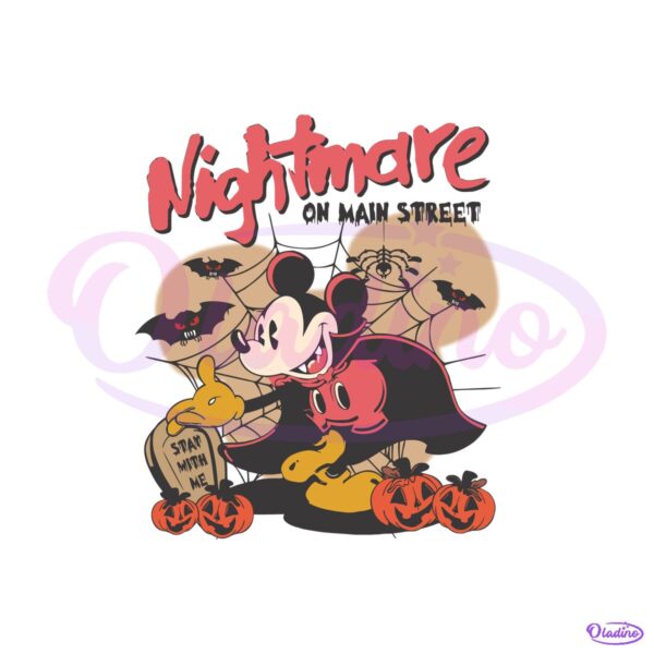 Vintage Disney Mickey Mouse Nightmare On Main Street Halloween Pumpkin PNG