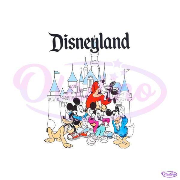 Vintage Disneyland Castle Mickey Minnie Goofy Pluto Donald PNG