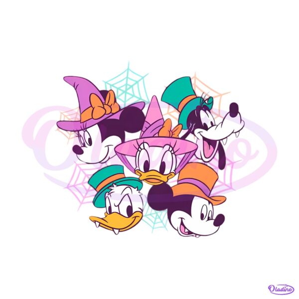 Vintage Mickey Mouse And Friends Halloween Witches Hats PNG