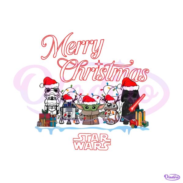 Vintage Star Wars Christmas Baby Yoda Stormtrooper R2D2 Vader Holiday PNG