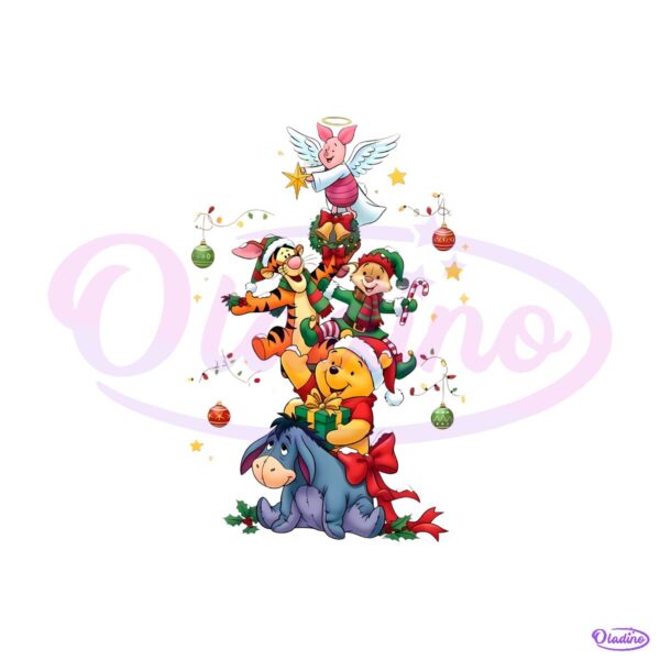 Winnie The Pooh Christmas Tree Friends Eeyore Tigger Piglet Disney Holiday PNG